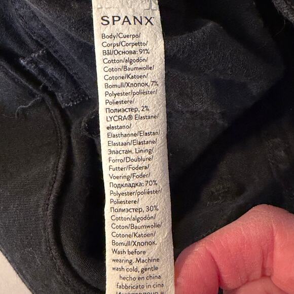 Spanx Ankle Skinny Jeans Clean Black Size Large #20278R Pull-On Shaping Denim - Picture 5 of 8